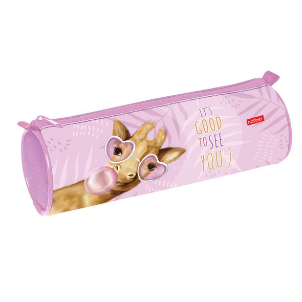 Пенал-Тубус Hatber 210х70мм на молнии -Happy giraffe-  в индив.упак. , 